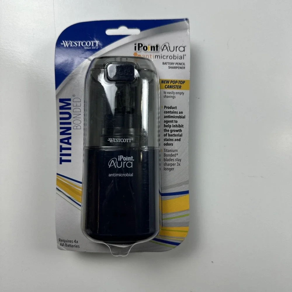 Westcott Battery Pencil Sharpener Anti Microbial iPoint Aura 17880